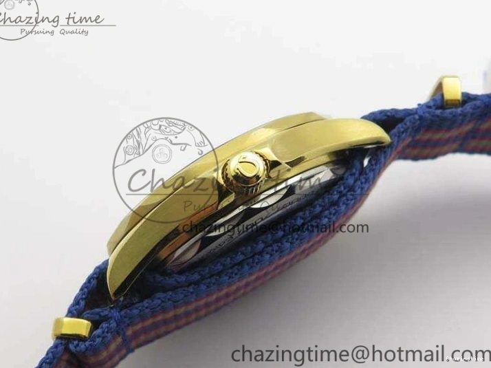 0417 Modern Seamaster 300M 007 YG URF 1:1 Best Edition White Dial Ceramic Bezel On Nylon Strap A 8115